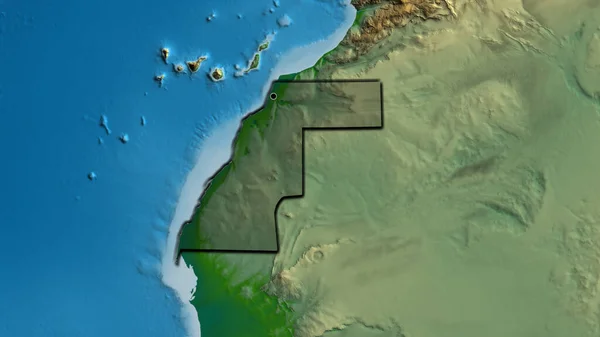 Крупный План Приграничной Зоны Западной Сахары Выделяющийся Тёмным Наложением Физическую — стоковое фото