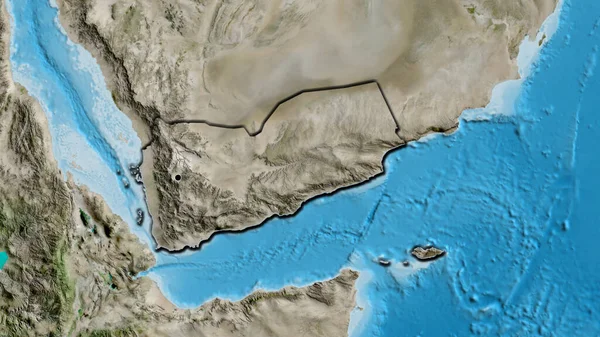 衛星地図上のイエメン国境地帯の閉鎖 資本ポイント 国の形の縁が隠されている — ストック写真