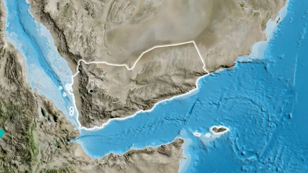 衛星地図上のイエメン国境地帯の閉鎖 資本ポイント 全国に光る — ストック写真