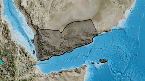Detailní Záběr Jemenské Pohraniční Oblasti Zvýrazňující Tmavou Vrstvu Satelitní Mapě — Stock fotografie