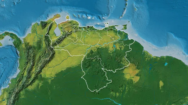 ベネズエラ国境地域とその地域の境界線のクローズアップは 地形図上にあります 資本ポイント 全国の概要 — ストック写真