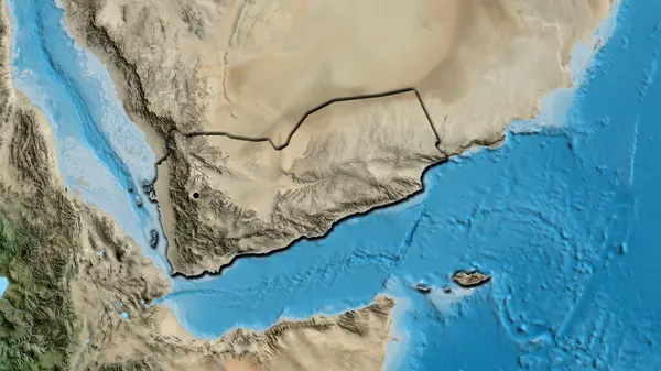 衛星地図上のイエメン国境地帯の閉鎖 資本ポイント 国の形の縁が隠されている — ストック写真