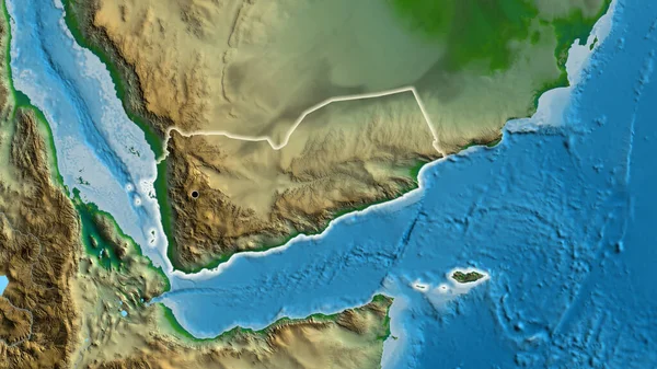 物理的な地図上のイエメン国境地域の閉鎖 資本ポイント 全国に光る — ストック写真