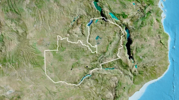 Zambiai Határvidék Közelsége Műholdas Térképen Remek Pont Fényes Körül Ország — Stock Fotó