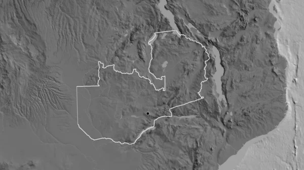 Крупный План Приграничной Зоны Замбии Двухуровневой Карте Отличный Момент Очертания — стоковое фото
