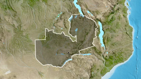 잠비아 지역의 촬영은 지도에 오버레이로 조명되고 전국을 누비며 젓는다 — 스톡 사진