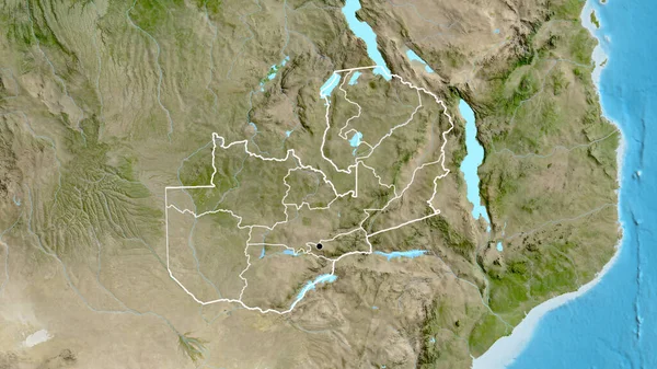 Nahaufnahme Des Grenzgebiets Sambia Und Seiner Regionalen Grenzen Auf Einer — Stockfoto