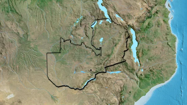 Close Van Het Grensgebied Van Zambia Een Satellietkaart Hoofdpunt Gevelde — Stockfoto