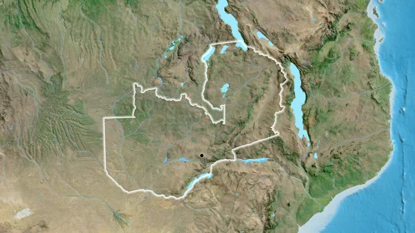 Close Área Fronteira Zâmbia Mapa Satélite Ponto Capital Brilho Torno — Fotografia de Stock