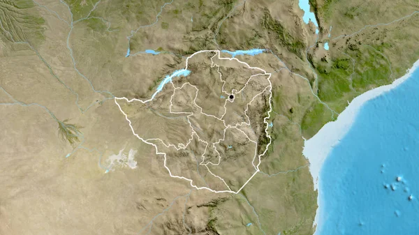 Крупный План Пограничной Зоны Зимбабве Региональных Границ Спутниковой Карте Отличный — стоковое фото