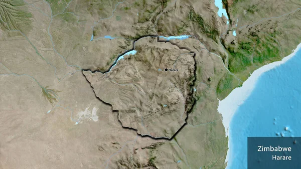 Close Van Het Grensgebied Van Zimbabwe Een Satellietkaart Hoofdpunt Bevelrijke — Stockfoto