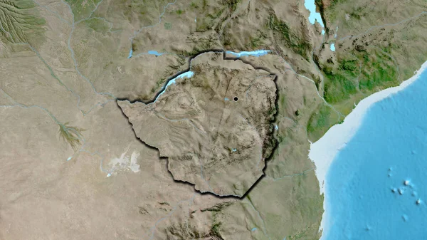 Крупный План Пограничной Зоны Зимбабве Спутниковой Карте Отличный Момент Скошенный — стоковое фото