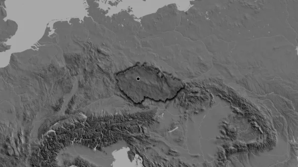 지역의 촬영은 지도에서 어두운 오버레이로 조명되고 국토의 가장자리를 — 스톡 사진