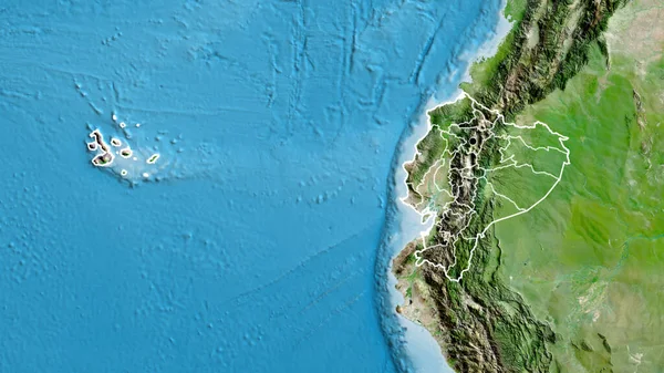 エクアドル国境地帯の閉鎖と衛星地図上のその地域の境界線 資本ポイント 全国の概要 — ストック写真