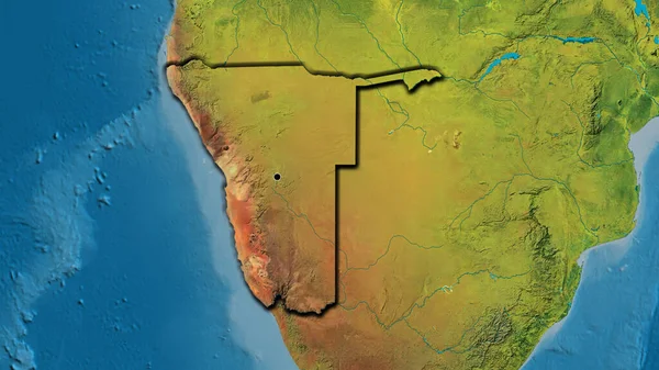 Primer Plano Zona Fronteriza Namibia Mapa Topográfico Punto Capital Bordes —  Fotos de Stock