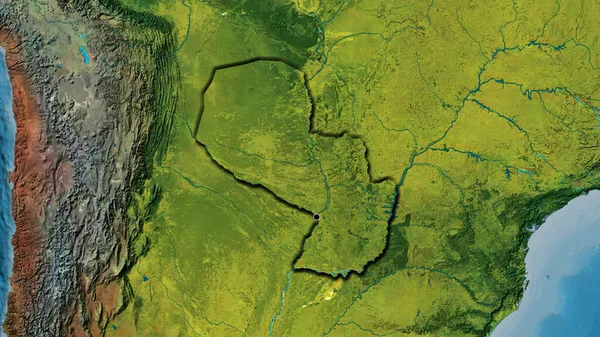 Närbild Gränsområdet Till Paraguay Topografisk Karta Huvudpunkt Skalade Kanter Lantformen — Stockfoto