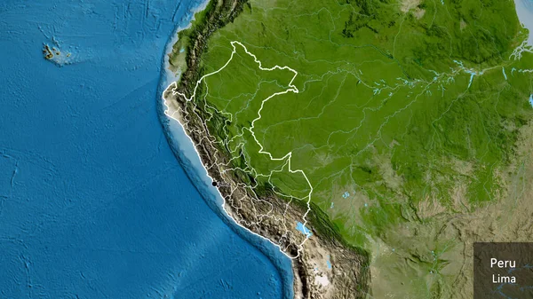 Nahaufnahme Des Peruanischen Grenzgebiets Und Seiner Regionalen Grenzen Auf Einer — Stockfoto