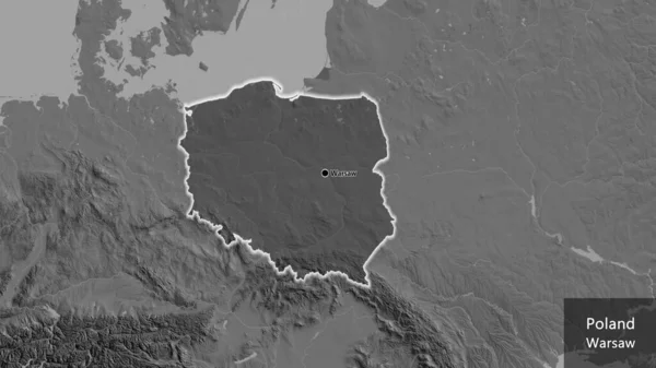 Крупним Планом Польський Прикордонний Район Підсвічується Темним Накладенням Карту Жовчі — стокове фото
