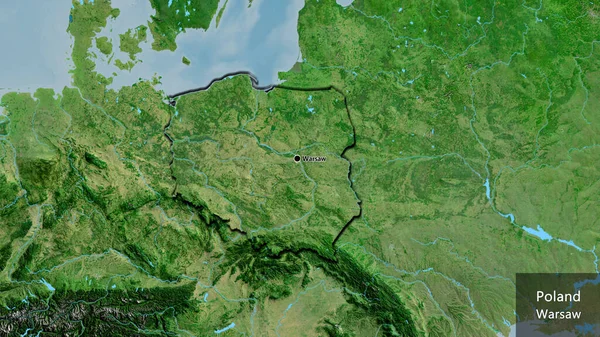 Close Van Het Poolse Grensgebied Een Satellietkaart Hoofdpunt Bevelrijke Randen — Stockfoto