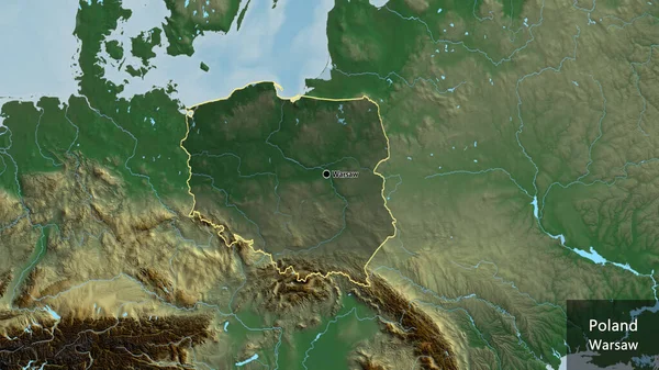 Nahaufnahme Des Polnischen Grenzgebiets Hervorgehoben Durch Eine Dunkle Überlagerung Auf — Stockfoto