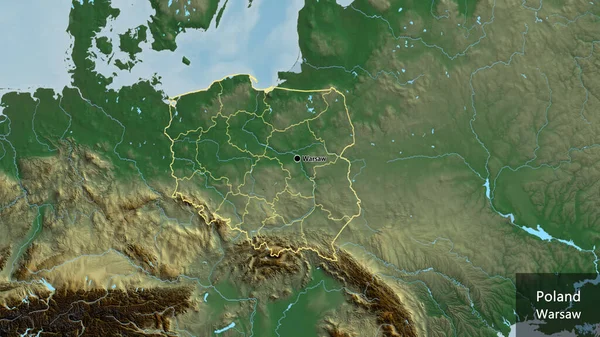 Close Poland Border Area Its Regional Borders Relief Map Capital — Stock Photo, Image