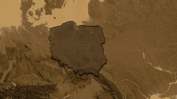 Крупный План Приграничной Территории Польши Выделяющийся Тёмным Наложением Карту Высоты — стоковое фото