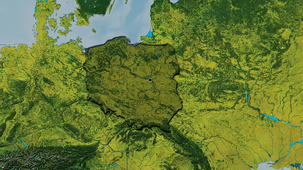 Detailní Záběr Pohraniční Oblasti Polska Zvýrazňující Tmavou Vrstvu Topografické Mapě — Stock fotografie