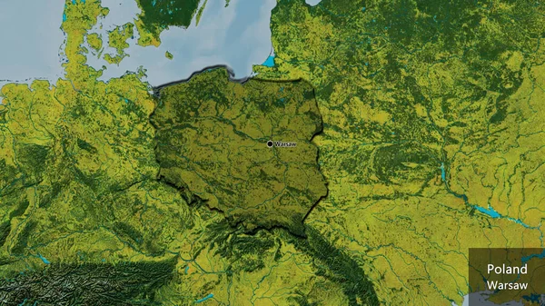 Close Zona Fronteiriça Polónia Destacando Com Uma Sobreposição Escura Num — Fotografia de Stock