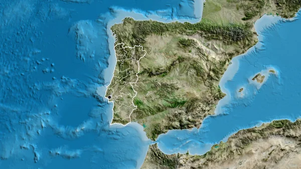 Close Van Het Portugese Grensgebied Zijn Regionale Grenzen Een Satellietkaart — Stockfoto