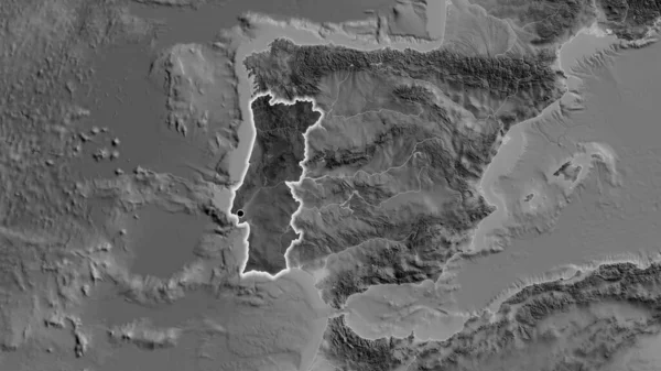 Nahaufnahme Des Portugiesischen Grenzgebiets Hervorgehoben Durch Eine Dunkle Überlagerung Auf — Stockfoto