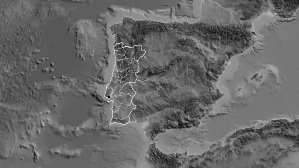 Primer Plano Zona Fronteriza Portugal Sus Fronteras Regionales Mapa Escala — Foto de Stock