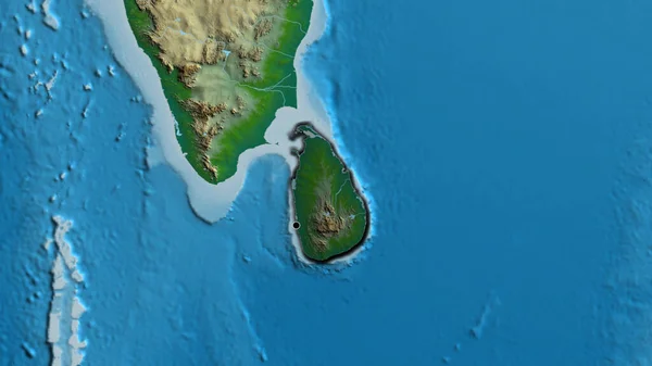 Close Sri Lanka Border Area Highlighting Dark Overlay Physical Map — Stock Photo, Image