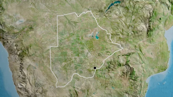 在卫星地图上对博茨瓦纳边境地区及其区域边界进行了密切监视 资本点 国家形貌概述 — 图库照片