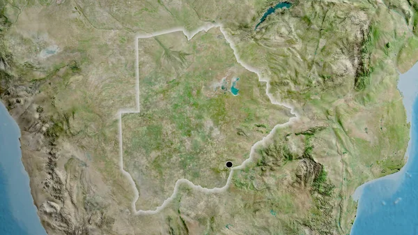 Primer Plano Zona Fronteriza Botswana Mapa Satelital Punto Capital Brillan — Foto de Stock