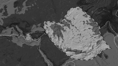 Patterson silindirik projeksiyonunda Ege Denizi tektonik tabakasının alanı küresel bir bilek yükseklik haritasından özetlendi ve çıkarıldı