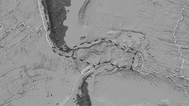 Scotia tektonik plakasının Patterson silindirik projeksiyonunda bilek yüksekliği haritasında çizilmiş bir çizgi.