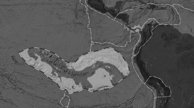 Panama tektonik plakasının alanı Fahey projeksiyonundaki küresel bir bilek yükseklik haritasından çıkarıldı ve özetlendi.