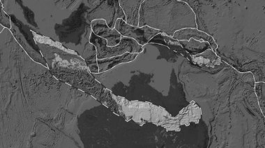 Woodlark tektonik plakasının alanı Fahey projeksiyonundaki küresel bir bilek yükseklik haritasından çıkarıldı ve özetlendi.