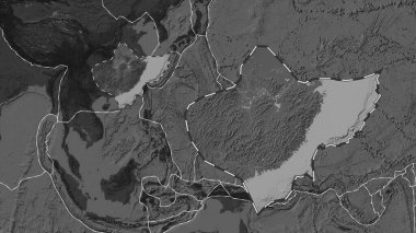 Yangtze tektonik plakasının alanı Fahey projeksiyonundaki küresel bilek yükseklik haritasından çıkarıldı ve özetlendi.