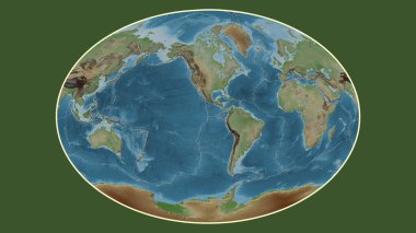Fahey projeksiyonundaki soluk renkli yükseklik haritası Galapagos tektonik plakasının merkezine dönüştürüldü
