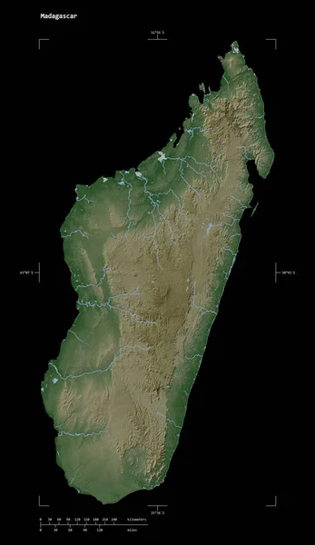 Forma Mapa Elevación Color Pálido Con Lagos Ríos Madagascar Con — Foto de Stock
