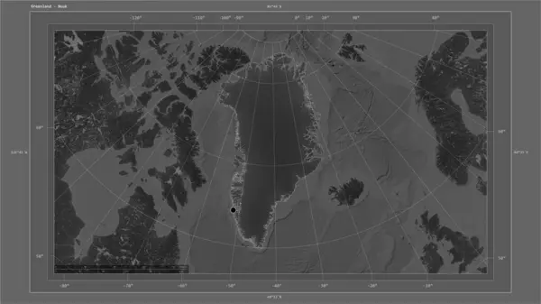 Groenlandia Destaca Mapa Elevación Escala Grises Con Lagos Ríos Mapa — Foto de Stock