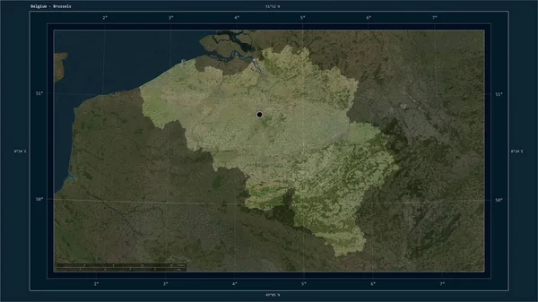 Bélgica Destaca Mapa Satelital Alta Resolución Con Punto Capital Del — Foto de Stock