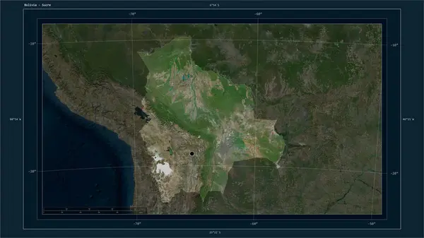 Bolivia Destacó Mapa Satelital Alta Resolución Con Punto Capital Del — Foto de Stock