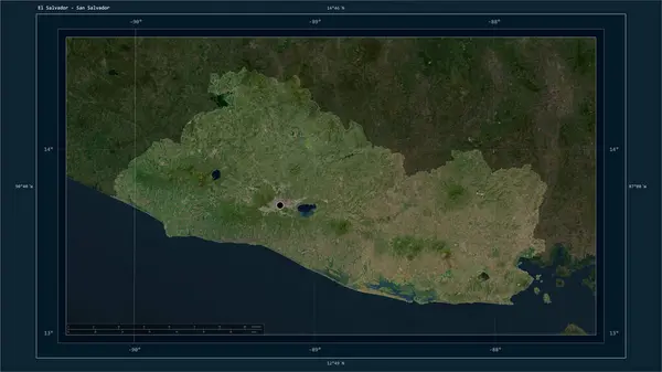 Salvador Destacó Mapa Satelital Alta Resolución Con Punto Capital Del — Foto de Stock