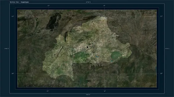 Burkina Faso Kiemelte Egy Nagy Felbontású Műholdas Térképen Ország Fővárosát Stock Kép