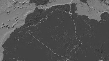 Cezayir, gölleri ve nehirleri olan çift seviyeli bir yükseklik haritasında özetlenmiştir.