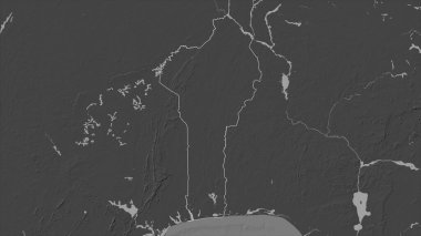 Benin, gölleri ve nehirleri olan çift seviyeli bir yükseklik haritasında özetlenmiştir.