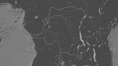 Demokratik Kongo Cumhuriyeti, gölleri ve nehirleri olan çift seviyeli bir yükselme haritasında yer aldı.