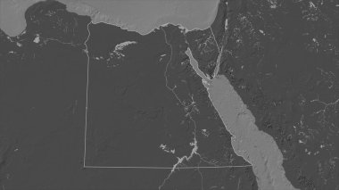 Mısır, göller ve nehirlerle birlikte çift seviyeli bir yükseklik haritasında özetlenmiştir.